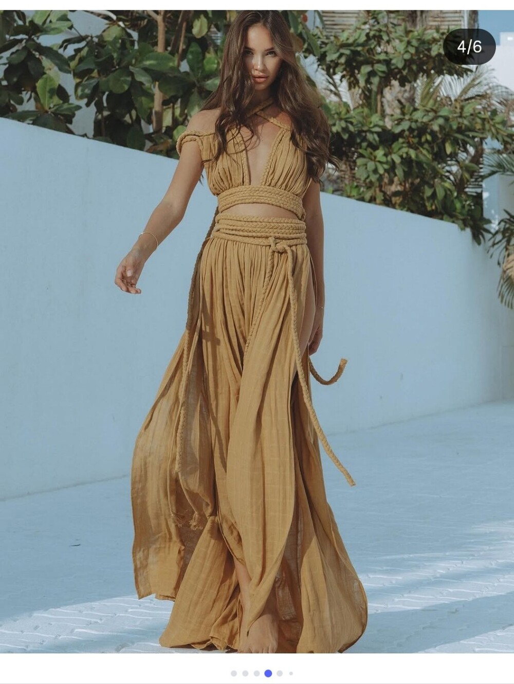 Chic Le Frique Fionza Goddess Sage Green Maxi Skirt Set with High Slit M/L - Picture 5 of 10